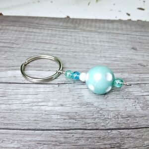 2/$10 Blue Polka Dot Key Holder, Keychain, Key Ring